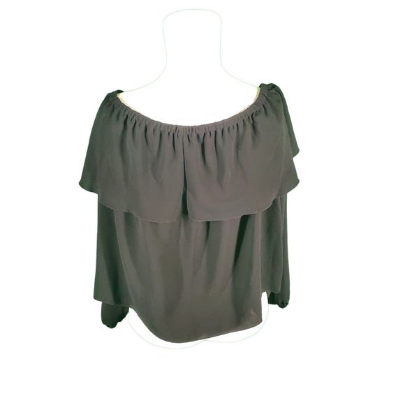 Aritzia Wilfred Morel Off-the-shoulder Top Boho Ruffled Top Black Sz M - Picture 6 of 9